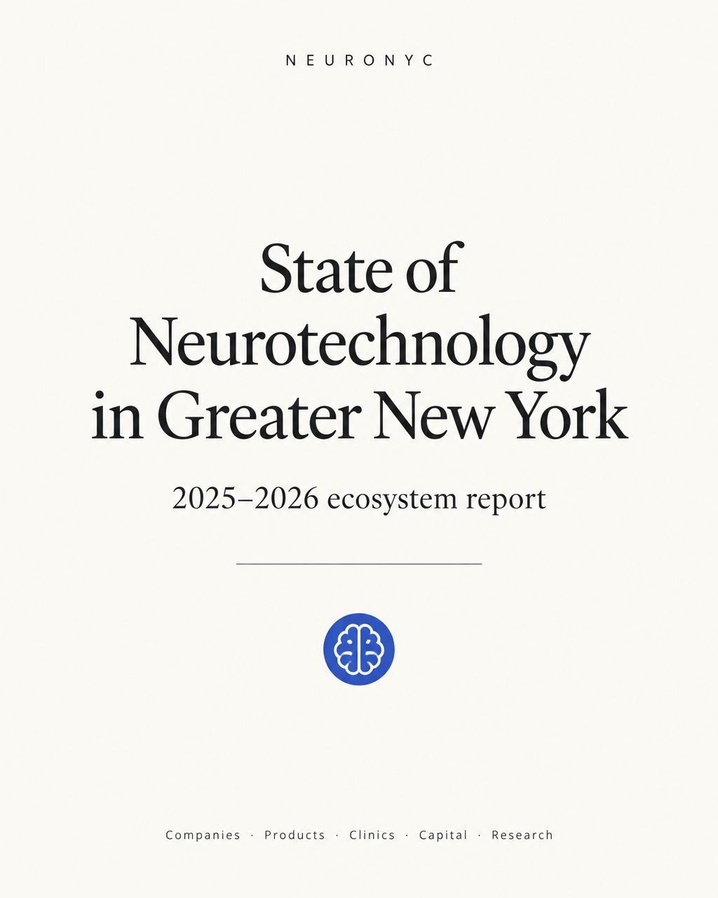Cover of the 2025–2026 State of Neurotechnology in Greater New York report